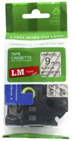 LM Tapes - Brother PT-1830 3/8" (9mm 0.35 Laminated) Black on Matte Clear Compatible TZe P-touch Tape for Brother Model PT1830 Label Maker with FREE Tape Guide Included