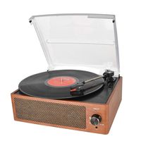 Bluetooth Record Player Belt-Driven 3-Speed Turntable, Vintage Vinyl Record Players Built-in Stereo Speakers, with Headphone Jack/ Aux Input/ RCA Line Out, Wooden