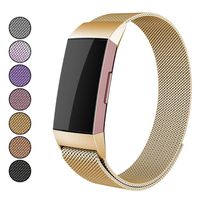Mosonoi Compatiable with Fitbit Charge 3 Bands, Adjustable Metal Bands Replacement Straps Fit for Fitbit Charge 3/ Charge 3 SE Smartwatch Women Men(Small, Gold)