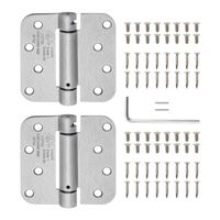 Nuk3y Commercial Grade Heavy Duty, UL Rated 4" x 4" Spring Hinge 5/8" Radius, 2 Pack (Satin Nickel V2)