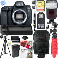 Canon EOS 6D Mark II 26.2MP Full-Frame Digital SLR Camera (Body Only) with BG-E21 Battery Grip Accessory Bundle