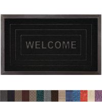 Gorilla Grip Original Durable Rubber Door Mat, 35x23, Heavy Duty Doormat for Indoor Outdoor, Waterproof, Easy Clean, Low-Profile Rug Mats for Entry, Patio, High Traffic Areas, Black Welcome