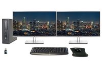 HP EliteDesk 800 G1 SFF Desktop, Intel i7, 16GB, 500GB SSD, Dual (2) E243 24" HP FHD Monitors, WiFi, Windows 10 Pro (Renewed)