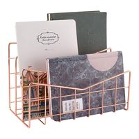 MORIGEM Mail Organizer, 3-Slot Mail Holder, Mail Desk Organizer for Mails, Letters, Books, Postcards and More, Mail Sorter Rose Gold