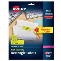 Avery Neon Laser Labels, Rectangle, 1 x 2-5/8, Fluorescent Yellow, 750/Pack (5972)