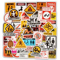 Ehope Traffic Signs Danger Warning Stickers Comic Computer Stickers Vinyl Stickers for Car Bike Laptop Skateboard Luggage Decal Graffiti Patches Stickers (50 pcs Warning Sign Style)