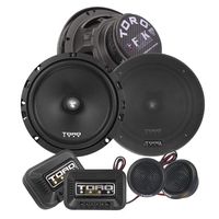 TORO TECH - F6K, 6.5 Inch Component Car Speaker Set - 200 Watt MAX / 100 Watts RMS, 13mm Ferro Fluid Tweeters, 4 Ohm, 1" KSV Voice Coils. Two Speakers, 2 Tweeters, 2 Crossovers, 2 Grills.