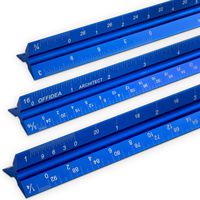 Offidea Architectural Scale Ruler 12 inch, Aluminum Architect Scale (Imperial), Triangular Scale, Scale Ruler for Blueprints, Architect Ruler, Drafting Ruler, Metal Scale Ruler, Architecture Ruler