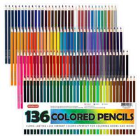 Shuttle Art 136 Colored Pencils, Soft Core Color Pencil Set for Adult Coloring Books Artist Drawing Sketching Crafting