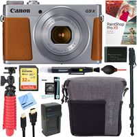 Canon PowerShot G9 X Mark II 1" 20.1MP 4X Zoom Digital Camera Silver Bundle with 32GB Memory Card, Tradewind Zoom Bag 1.4, Replacement Battery, Battery Charger and Accessories (8 Items)