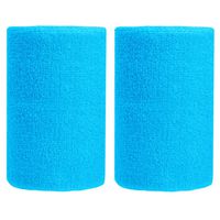 BBOLIVE 4' Inch Wrist Sweatband in 27 Different Neon Colors - Athletic Cotton Terry Cloth - Great for All Outdoor Activity(1 Pair) (Sky Blue)
