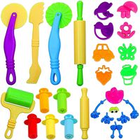 JPSOR 26pcs Clay Dough Tools Kit Dough Playset Includes Extruder Tools, Animal and Plant Shape Cutters and Molds (Random Color)