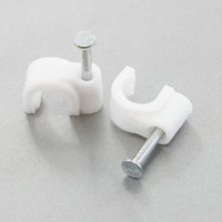 100 Round 5/16 Inches (8 mm) Cable Wire Clips Cable Management Cord Tie Holder Coaxial Nail in Clamps Tacks