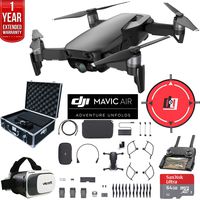 DJI Mavic Air Quadcopter Drone Onyx Black Fly More Combo Bundle with 2X 32GB Memory Card, Drone Landing Pad, VR Viewer, Equipment Case, Cleaning Kit and 1 Year Extended Warranty