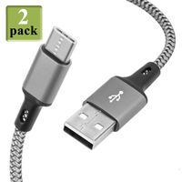 SOKER USB Type C Cable 2 Pack(6ft) USB to USB C Cable Nylon Braided Fast Charging Cord Compatible with Samsung Galaxy S10 S9 S8 Plus Note 10 9 8, LG V50 G8, Google Pixel 2/3, USB C Devices(Gray)