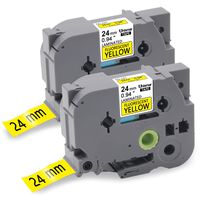 Unismar 2-Pack Compatible with Brother P-Touch Laminated Tze-C51 Label Tape Cartridge, Black on Fluorescent Yellow, 1'' x 16.4Ft (24mm x 5m), for Brother PT-1400 PT-1500 PT-1500PC PT-1600 Label Maker