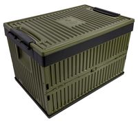 Fold-It Lotus USA Foldable Stackable Crate with Lid (60 Quart, Green)