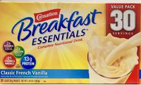 Nestle Carnation Breakfast Essentials - Classic French Vanilla - Drink Mix - 30 Servings Value Pack!