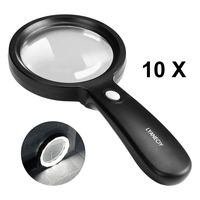 Magnifying Glass with Light, 10X Handheld Large Magnifying Glass 12 LED Illuminated Lighted Magnifier for Macular Degeneration, Seniors Reading, Soldering, Inspection, Coins, Jewelry, Exploring