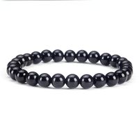 Cherry Tree Collection Gemstone Beaded Stretch Bracelet 6mm Round Beads | Medium - 7" (Black Agate)