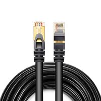 SAISN Cat 7 Ethernet Cable Professional Gold Plated Plug Black Ethernet Cable for Indoor Outdoor High Speed Heavy-Duty Waterproof Buried-able Dual Shielded (150 Feet)