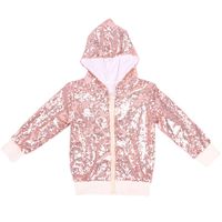 Cilucu Kids Jackets Girls Boys Sequin Zipper Coat Jacket for Toddler Birthday Christmas Clothes Hoodie Rose Gold 5-6years