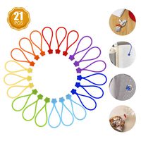 Fironst Strong Magnetic Twist Ties for Bundling and Organizing, Multi-Color Magnet Cord Winder for Cable Management, Hanging & Holding Stuff Silicone Cord Keeper(21PCS)