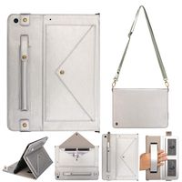 elecfan Stand Case 10.2 inch iPad 2019, Smart Stand Multi-Angle Handband Case Multi Function Shell for Women Men Kids with Pen Slot Wallet Pocket Case for 2019 iPad 7th Generation 10.2,Silver