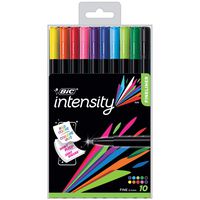 BIC Intensity Fineliner, 0.4mm, Assorted Colors with Reusable Pack, 10-Count