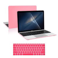 TOP CASE - 3 in 1 Variety Bundle Pink Rubberized Hard Case + Keyboard Cover and LCD Screen Protector Compatible MacBook 12" Retina Display Model A1534 (Version 2015)
