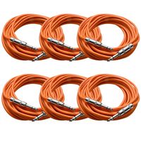 Seismic Audio SATRX-25Orange6  6 Pack of Orange 25' 1/4"TRS to 1/4" TRS Patch Cables