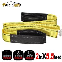 Premium Crane Towing Strap 5.5feet x 2inch Durable 3400Dtex - Heavy Duty Web Sling - Corrosion Resistance Polyester Industrial Flat Eye-Eye Ropes