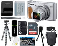 Canon PowerShot SX740 HS Digital Camera (Silver) with 20MP, 4K HD Video, 40x Optical + 40x Digital Zoom, Wi-Fi, Bluetooth and 3.0" Tilt LCD + 64GB Card + Reader + Case + Tripod + Accessories Bundle