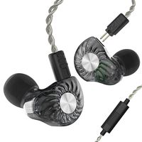 RevoNext RX8 in Ear Monitor,Dual Driver 1DD+1BA HiFi Wired Earbuds with 2 Pins 0.78mm Detachable Cable(Grey-mic)