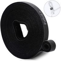 Cable Ties Fastening Tapes Hook and Loop Reusable Straps Wires Cords - 1/2" Width, 200" Length (Black)