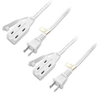 Cable Matters 2-Pack 16 AWG 2 Prong Extension Cord (3 Outlet Extension Cord) with Tamper Guard White in 10 Feet