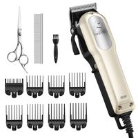 OMORC Dog Clippers with 12V High Power Motor for Thick Coats, Professional Heavy Duty Dog Grooming Kit, Plug-in & Quiet Pet Clippers with 8 Comb Guides, 1 Scissor, 1 Comb and 1 Cleaning Brush for Dogs