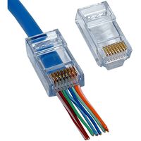 Platinum Tools 202003J EZ-RJ45 CAT5E Connector, Gold Plated 100-Pack 3, 5, 5E ,6 compliant data network Crimp Connector FCC and RoHS Compliant and UL Listed