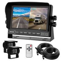 Dual Backup Cameras and Monitor Kit Split Screen 7" LCD Reversing Monitor,2 Rear View Camera for Trucks/RV/Bus/Trailer/Van/Campers with 170° Wide Angle, IP68 Waterproof,18IR Night Vision
