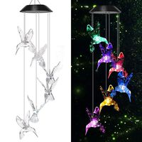 EpicGadget Hummingbird Solar Light, Solar Bird Wind Chime Color Changing Outdoor Solar Garden Decorative Lights for Walkway Pathway Backyard Christmas Decoration Parties (Clear Wing Hummingbird)