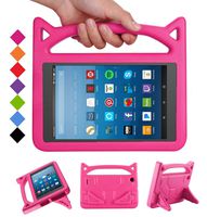 Fire 7 2017 Case, Fire 7 2015 Case, TUYOO Cartoon Lightweight Shockproof Hand-Free Kids Safe Cover Case for Amazon Fire 7 Tablet (7" Display, 2015&2017 Release)(Magenta)