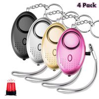 4 Pack 140 db Safesound Personal Security Alarm Keychain, Safety Emergency for Women, Kids, Girls, Self Defense Electronic Device as Bag Decoration