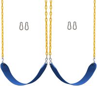 Jungle Gym Kingdom 2 Pack Swings Seats Heavy Duty 66" Chain Plastic Coated - Playground Swing Set Accessories Replacement Snap Hooks (Blue)