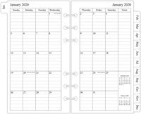 2020 Monthly Planner Refill, 3-3/4" x 6-3/4", Two Page Per Month, January 2020 - December 2020, Personal/Size 3