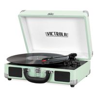 Victrola Vintage 3-Speed Bluetooth Suitcase Turntable with Speakers, Mint (2019 Model)