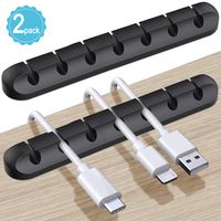 EEEKit Cable Clips Cord Management Organizer, 2-Pack Adhesive Hooks, Wire Cord Holder for Power Cords and Charging Accessory Cables, Mouse Cable, PC, Office and Home (7 Slots)