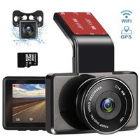 WiFi Dual Dash Cam Front and Rear, 3 Inch LCD Dashboard Camera Full HD 1080P 150° Wide Angle, G-Sensor, Night Vision, Parking Monitor, Loop Recording, Super Capacitor, GPS Track