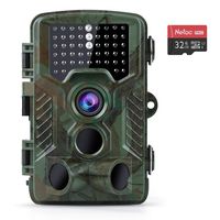 Coolife Trail Game Camera with 32GB Card, 16MP 1080P Hunting Wildlife Camera with 3 Infrared Sensors 49Pcs IR LEDs Night Vision 0.2S Motion Activated IP67 Waterproof 2.4" LCD