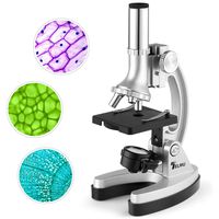 TELMU Microscope for Students 300X-600X-1200X Magnifications Compound Binocular Microscope with Metal Arm, Base and Handy Storage Case(70pcs+ Accessory Set)