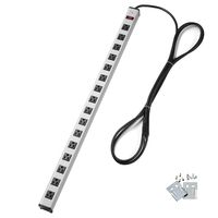BESTTEN 16-Outlet Metal Surge Protector, Heavy Duty Long Power Strip, 12ft Extension Cord, 450 Joules, 15A ON/Off Circuit Breaker, Aluminum Alloy, ETL Certified, Silver